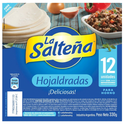 Tapas de Empanadas de Hojaldre La Salteña x12 330g
