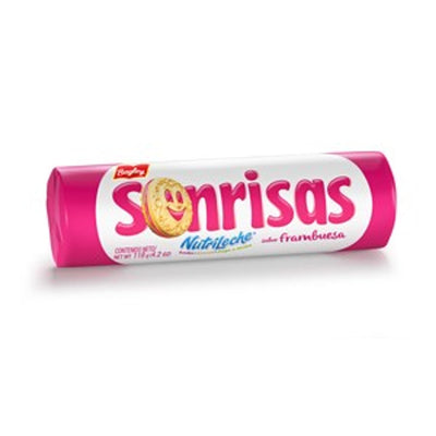 Bagley Sonrisas 118g - Galletitas de Vainilla Rellenas con Jalea de Frambuesa