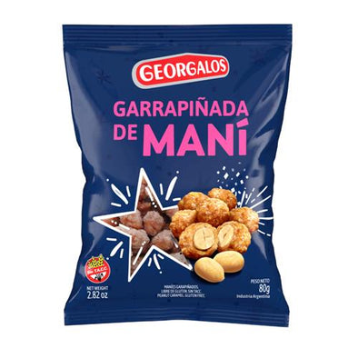 Garrapiñada de mani Georgalos. Manies garrapiñados. Paquete de 80 grs.