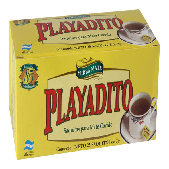 Mate cocido Playadito Suave. Caja  de 25 saquitos.