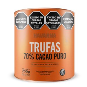 Trufas Havanna 70% cacao. Trufas con chocolate 70% cacao. 200 Grs.