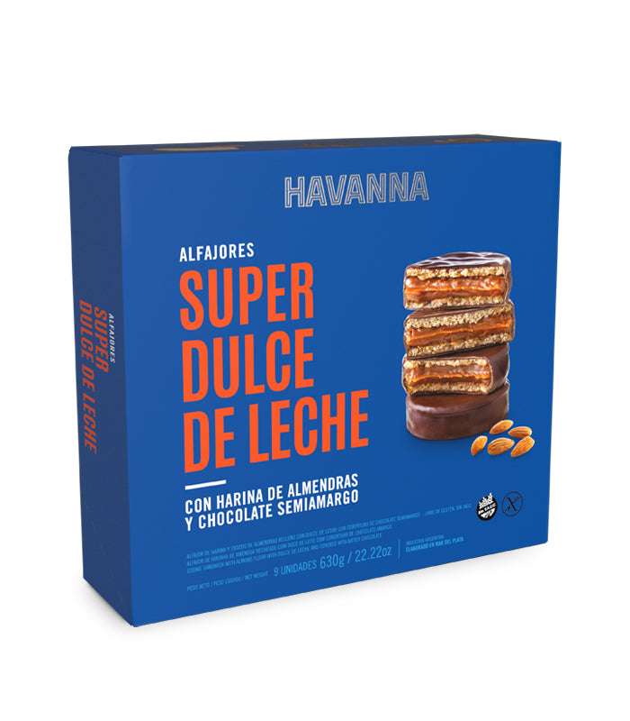 Alfajor Havanna Super dulce de leche. Chocolate negro semiamargo y relleno  con dulce de leche. – Destin Foods Mexico