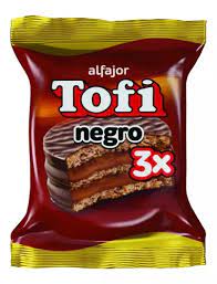 Alfajor triple Tofi chocolate negro. Por 73 Grs.